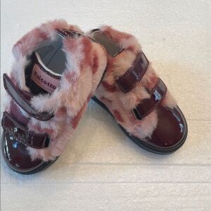 New Falcotto Kids' Burgundy and Pink Furry leather Sneakers size 22 NEW